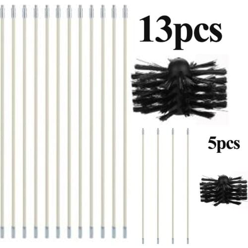 Professional 1set Brush 12pcs Rod Cleaner Chimney Boiler Nylon Brush Dryer Duct Cleaning Tool Kit for Household Industrial Use