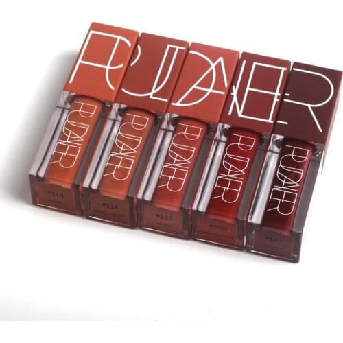 Pudaier 5 Color Matte Lip Gloss Velvet Liquid Lipstick Non-stick Cup Lip Glaze Waterproof Pumkin Popular Eat Earth Lipstick
