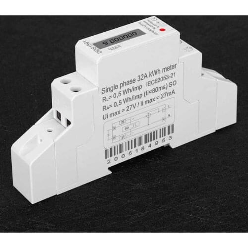 DDS1891 Single Phase Din Rail Energy Meter 230V 5(32)A 50Hz LCD Display Electricity Meter Watt Hour Meter