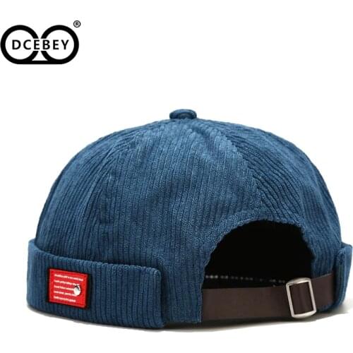DCEBEY 2020New Fashion Autumn Winter Unisex Docker Sailor Cap High Quality Corduroy Couple Patch Landlord Hat Adjustable Beanie