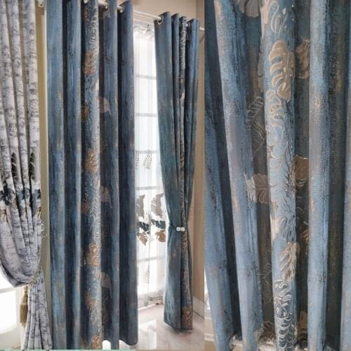 Modern Simple European Semi-shading Embroidered Curtain Tulle Curtain Finished Product Curtains for Living Dining Room Bedroom
