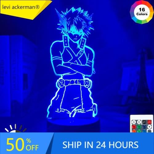 Led Night Light My Hero Academia Katsuki Bakugo Figure for Kids Child Bedroom Decor Nightlight Color Changing Desk 3d Lamp Gift