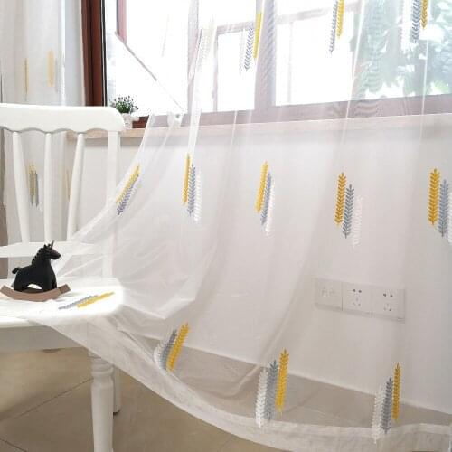 Slow Soul Wheat Ears Yellow Grey Pink Blue White Tulle Curtains 3d For Living Room Kitchen Bedroom Embroidered Luxury Kids Plant