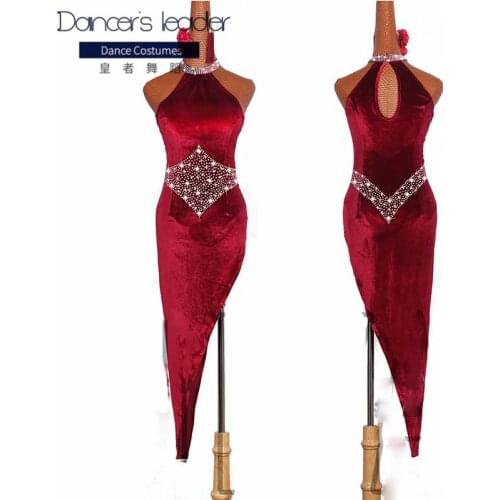 High-end custom Latin dance clothes womens sleeveless slim sexy flash diamond Cha Cha Lumba professional competition costumes