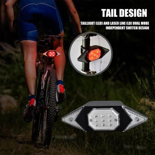 2 in 1 Rechargeable Rear Bicycle LED Light Brake Bike Tail Lamp Wireless Remote Control Cycling Taillight With Turn Indicator
