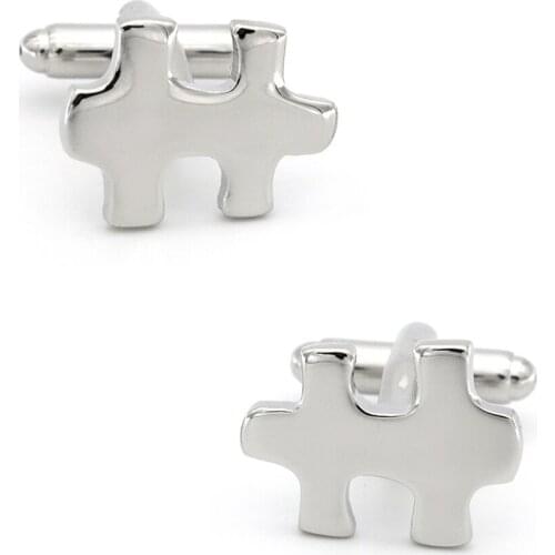 Jigsaw Cufflinks For Men Movie Design Quality Brass Material Silver Color Cuff Links Wholesale&retail