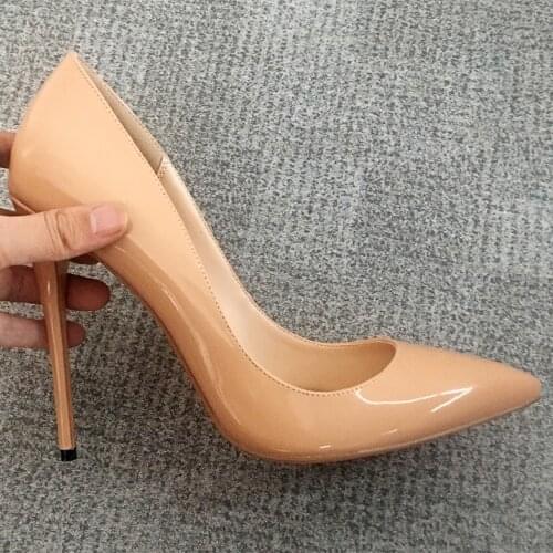 Spring Autumn New Patent Leather Pointed Toe Sexy Ladies Shoes Big Size High Heels Women Party Wedding Dress Pumps Woman C001C