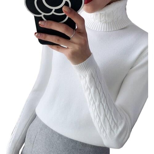 Thick Turtleneck Warm Women Pullovers cashmere Sweater 2019 Autumn Winter Knitted Femme Pull High Elasticity Soft Female Sweater