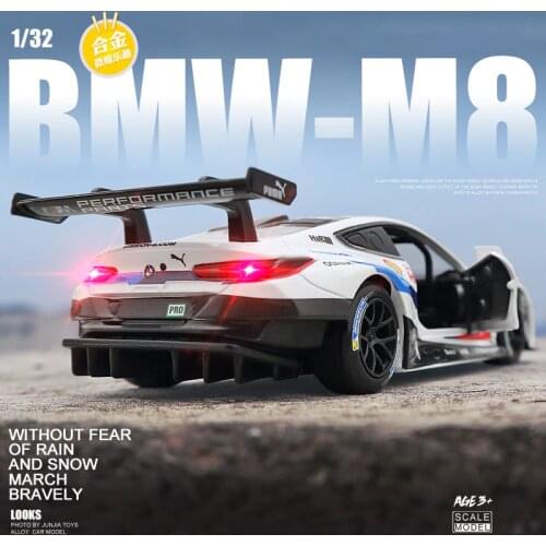 1:32 Scale/Diecast Metal Toy Model BMW-M8 M4 M6 GTE Le Mans/Sound & Light Racing Car/Pull back Educational Collection Boy gift