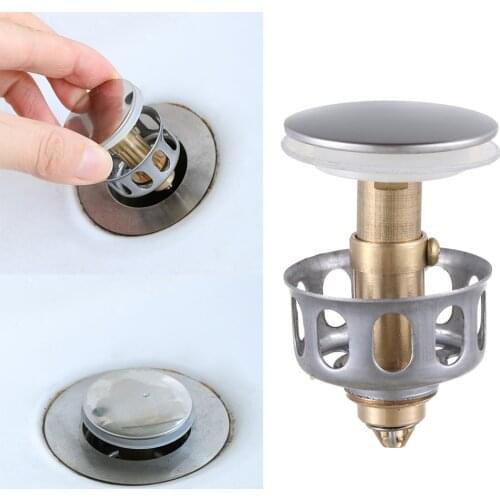 1 PC Universal Wash Basin Bounce Drain Filter Pop Up Bathroom Sink Drain Plug With Basket Universal Size Sink Drain Stopper