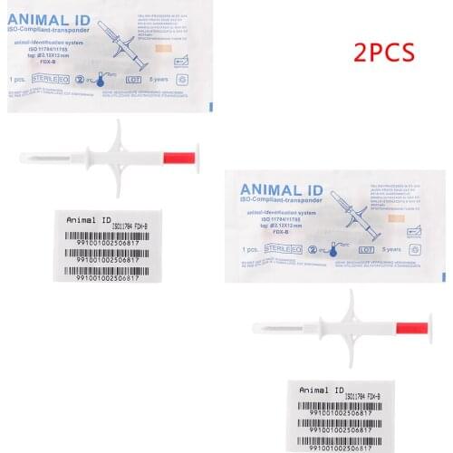 New 2 Pcs Pet ID Microchip Syringe 2.12x12 mm ISO11784/5 FDX-B HDX Animal Tag Injector IP67
