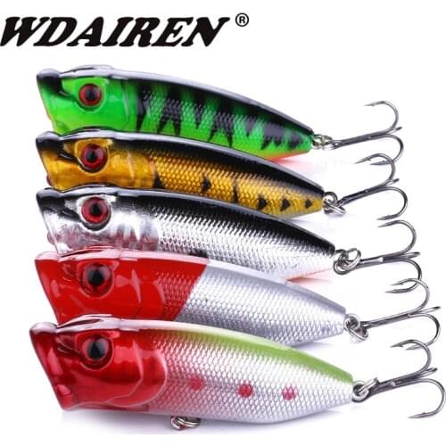 5pcs/lot Fishing Lures 6.5cm/13g Topwater Popper Bait 5 Color Hard Bait Artificial Wobblers Plastic Fishing Tackle With 6# Hooks