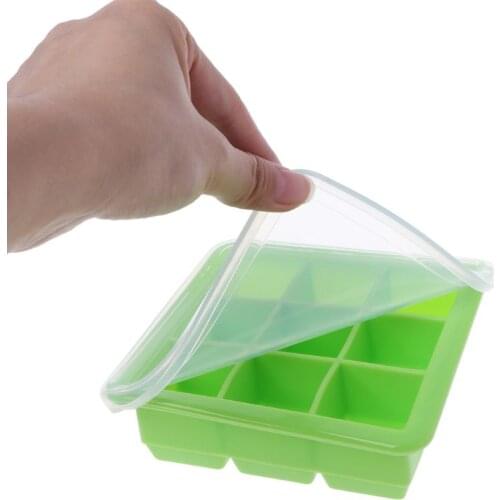 9 Grids Ice Cubes Tray Ice Cube Soft Silicone Mold Storage Containers Heat Cold Resistant Cookie Fondant Household Baking Tool