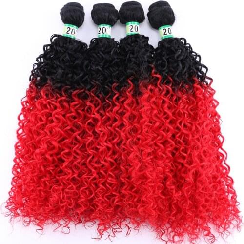 Color Pink 4 Pieces/pcs Afro Kinky Curly Hair weave Synthetic Hair extension Tissage fiber hair bundle
