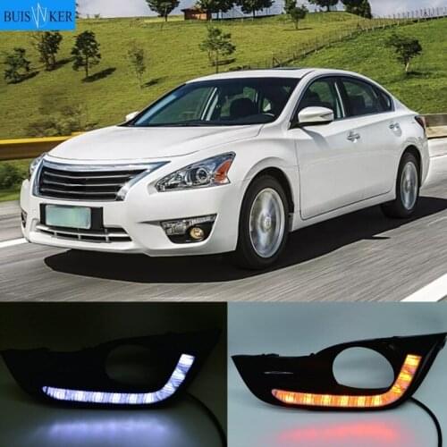 2Pcs Car LED Daytime Running Lights for Nissan Altima Teana 2013 2014 2015 DRL Front Bumper Driving Turn Signal Light Daylgiht