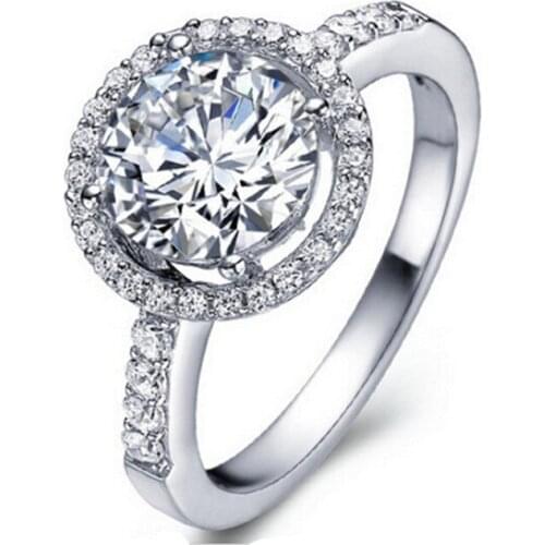 Bague Bijouterie Luxury women wedding ring rhodium plated lady jewelry hot sale white zircon wedding ring factory price