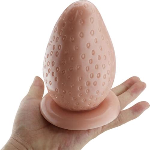 Big Anal Plug with Suction Cup Strawberry Butt Plug Anus Massage Soft Orgasm Partical Huge Thick Anal Stuffed Stopper Sex Toy LC