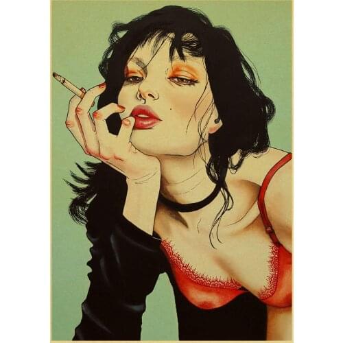 More style Hot beautiful Girl Retro Art Film Print Silk Poster Home Wall Decor 24x36inch