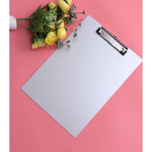 A4 Aluminum Clipboard Paper Holder Metal Clipboard File A4 Binder Holder for Office School Worker (Silver)