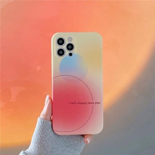 Retro sweet kawaii Gradient Color art Japanese Phone Case For iPhone 11 12 Pro Max Xr Xs Max 7 8 Plus 7Plus case Cute Soft Cover