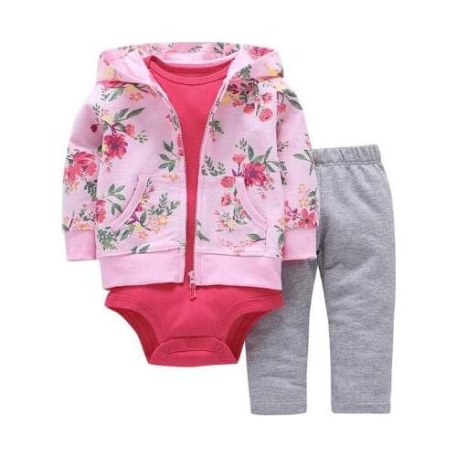 Childrens Long Sleeve Pants Cotton Siamese Clothes Child Baby Girl Boy Clothes Floral Print Newborn Jumpsuit Set