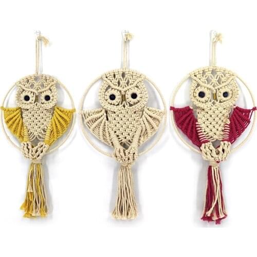 Handmade Boho Home Decor Owl Tapestry Macrame Wall Hanging Bohemian Woven Wall Art Tapisserie Home Living Dorm Room Decoration