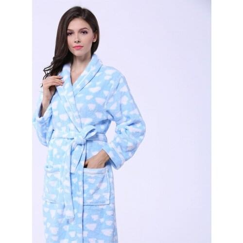 Coral Fleece women bathrobe sleepwear nightgown ladies nightdress girls XL long soft thick warm lovers autumn winter