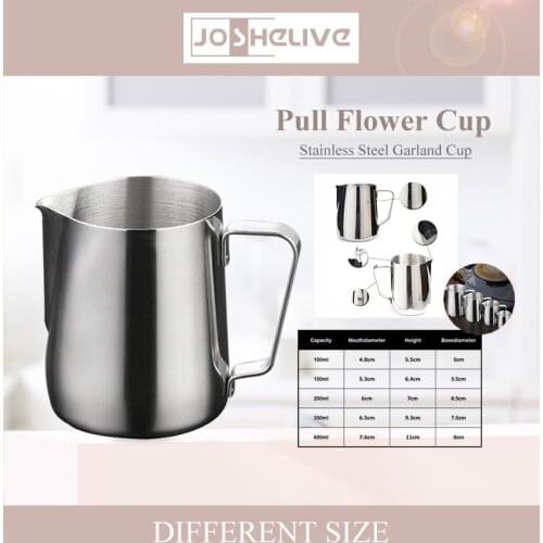 Stainless Steel Frothing Coffee Pitcher Pull Flower Cup Espresso Cappuccino Cups Milk Pot Milk Frother Frothing Jug Latte Art