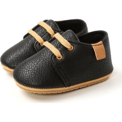 PU Leopard Newborn Baby Boy Girls Lace-up Non-slip Soft Sole Toddler Frist Waliking Shoes 0-18M