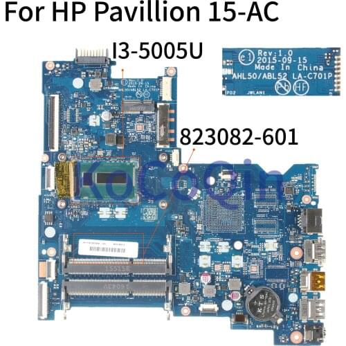 KoCoQin Laptop motherboard For HP Pavillion 15-AC 250 G4 I3-5005U SR27G Mainboard 823082-601 822041-001 822041-601 LA-C701P