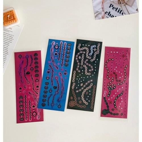 Cute Laser Love Heart Chain Decorative Stickers Scrapbooking Journal Happy Plan Collage Album Diary Kawaii Stationery Sticker