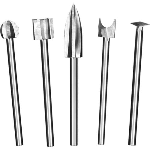 5PCS Woodworking Carving Cutters Efficient Cutting Tool Set Bits Rotary Burrs Diamond Grinding Woodworking Milling For Drill Bit