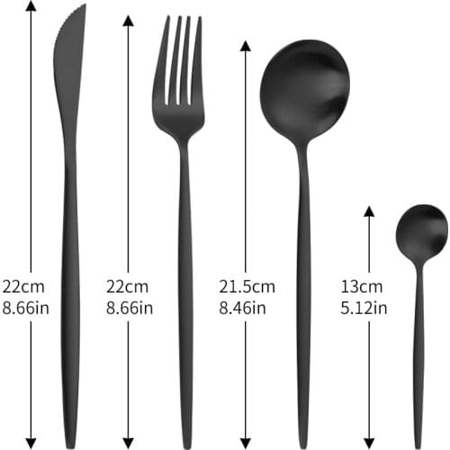Fork Spoon Knife Set Cutlery Set Stainless Steel Black Cutlery Dishwasher Safe Dinnerware Set Birthday Gift Christmas Tableware