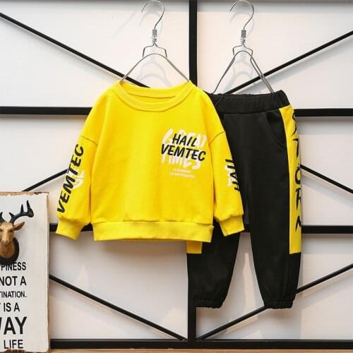 New Spring Fall Childrens Sets Sweat Sweatshirt + Pant For Boys Kids Active Outfit Kits T-Shirt + Trousers Clothes