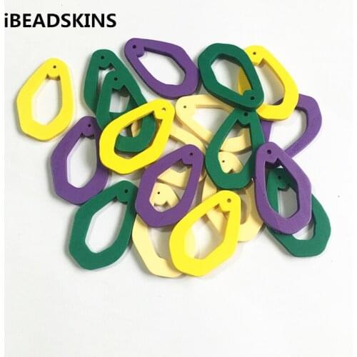 New arrival! 47x31mm 100pcs/lot Environmental Paint oval-shape Wood charm for jewelry DIY making( desgin as shown)