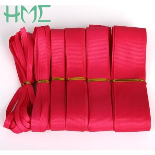 New Arrival Styles 5yards/lot Fuchsia Color Ribbons Mixed Size 7/10/15/20/25/38mm for Gift Wrapping Craft DIY Decoration