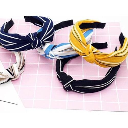 2019 New Stripe Print Hairband Head Band Women Hair Hoop Cross Top Knot Hair Bands Accessories for Women