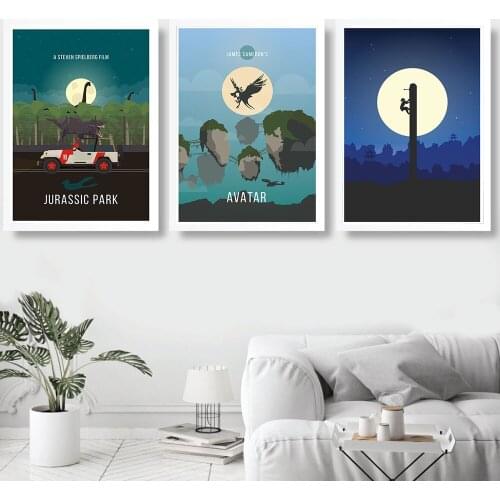 Nordic Movie Posters and Prints Dinosaur Park Landscape Canvas Painting Retro Wall Pictures for Living Room Home Decor No Frame