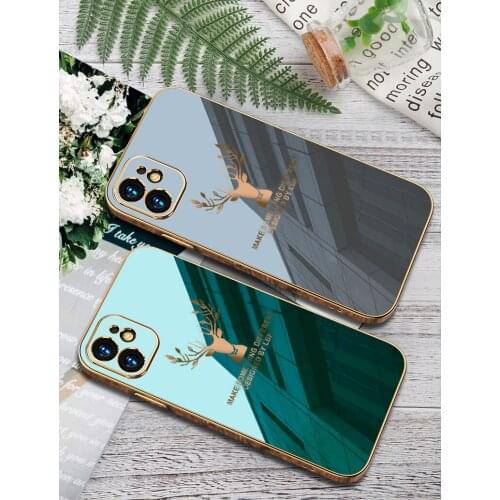 Electroplating Deer Phone Case for Iphone 12 11 mini Pro Max XR X XS Luxury Plating Shockproof Back Cover for Iphone 7 8 Plus
