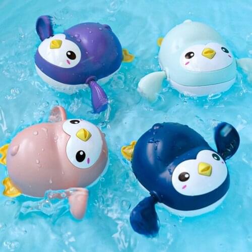 QWZ New Baby Swimming Pool Shower Bath Toys Cute Animal Penguin Wind Up Chain Bathing Clockwork Bathroom Game Water Beach Toys