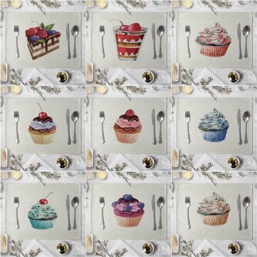 Cake Ice Cream Table Napkins Home Kitchen Cotton Linen Creative Ice Cream Pattern Tea Towel Dish Cleaning Towels
