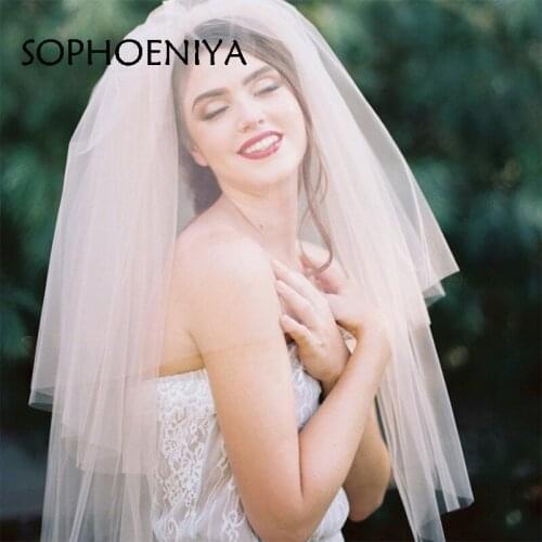 New Arrival Wedding Veil Short Lace Edge Bridal Veil Three-Layer with Comb Champagne Wedding Accessories for Bride