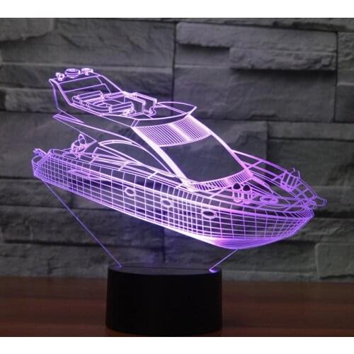 Yacht Led 3d Lamp Colorful Touch Remote Nightlight Wholesale Luminaria De Mesa 3d Light Fixtures Kids Room Light