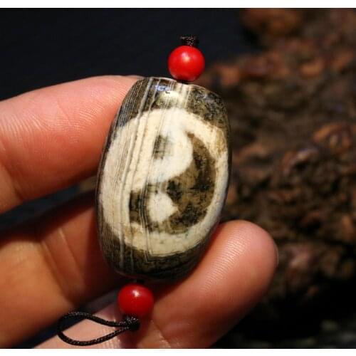 Treasure Power Tibetan Old Agate Taiji Yinyang Totem dZi Bead Amulet Timestown UPD1210A