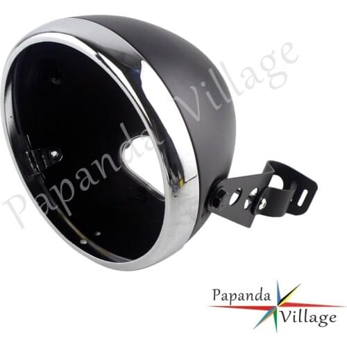 Universal 7" Round Motorcycle Headlight Housing Bucket 7 Inch Headlamp Bracket Shell For Harley Cafe Racer Chopper Bobber