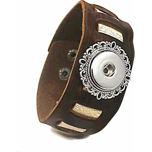 High Quality 146 hand woven Original Genuine Leather Retro fashion charm Bracelet 18mm Snap Button Jewelry For Women men