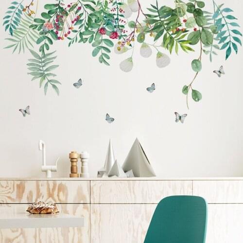 Green Fresh Wall Stickers DIY Flower Fruit Tree Wall Stickers Removable Home Decoration Stickers Living Room Bedroom Decoration