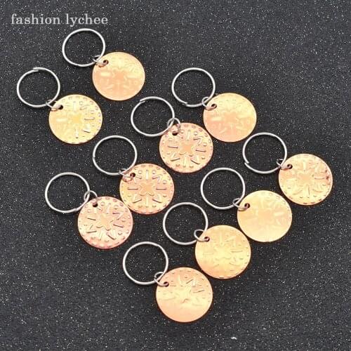 Fashion lychee 10pcs New Design Round Shape Geometric Cross Dreadlock Clips Women Punk Personalized Hair Jewelry