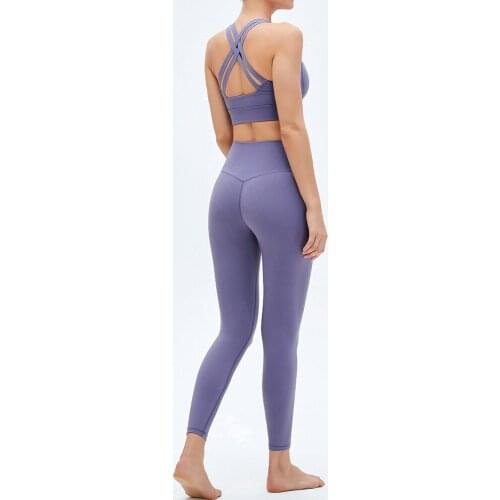 Autumn 2 Pc Set Workout Clothes Women Cross Back Sports Bra +Leggings Set Sportswear For Women Gym Clothing Athletic Yoga Sets