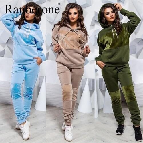 2 Piece Sets Womens Tracksuit Long Sleeve Loose Sweatshirts Casual Sweatpants Patchwork Volleyball Set Tracksuit Wives 2020